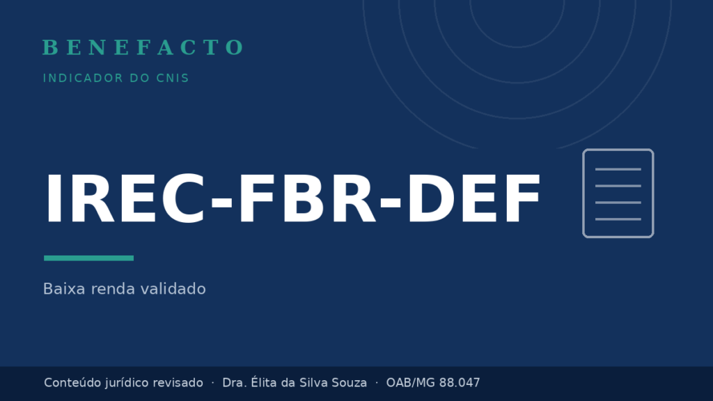 IREC-FBR-DEF no CNIS: o que significa