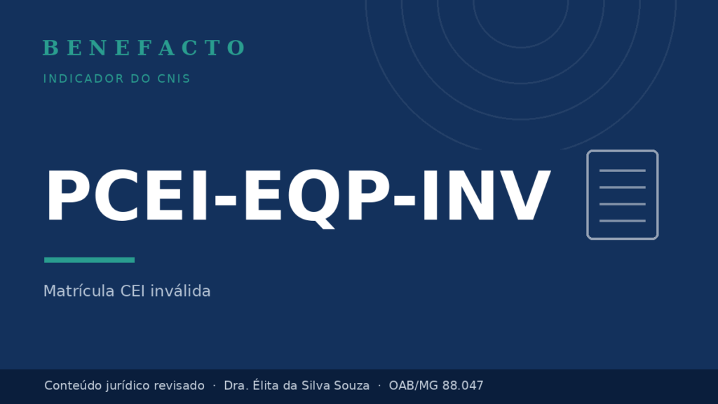 PCEI-EQP-INV no CNIS: o que significa e como regularizar
